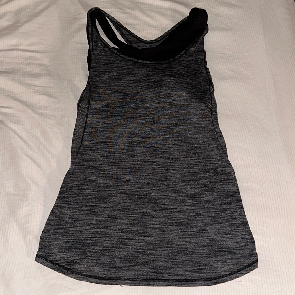 Grey lululemon tank top with built in sports bra
